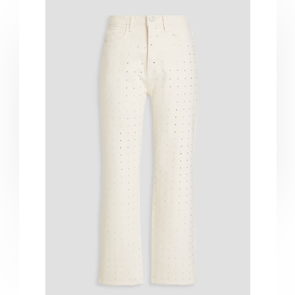 FRAME NWT Le Jane cropped embellished high-rise straight-leg jeans
